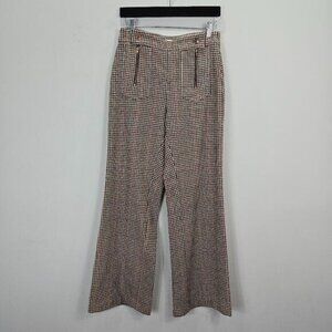 See By Chloe Women Trouser 38 Brown Plaid Houndstooth Dark Academia‎ Preppy